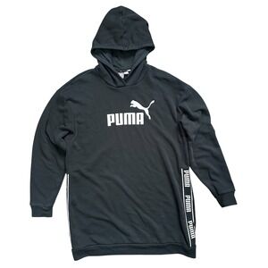 Puma Sweatshirt Dress Womens M Black Long Sleeve Logo Pullover Casual